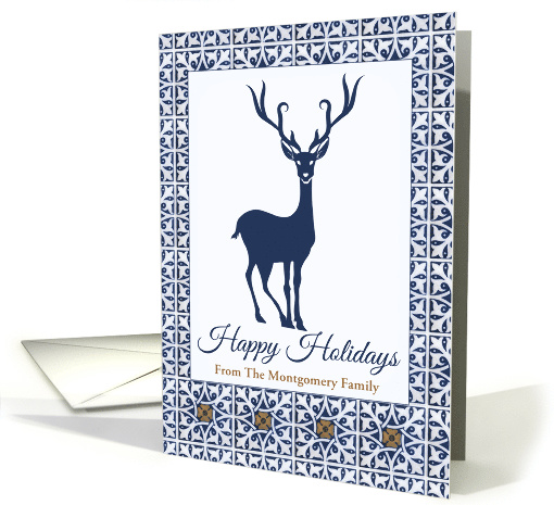 Elegant Deer Happy Holidays, Custom Name card (1129494)