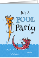 Fun Pool Party Invitation With Comical Otters card