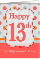 Niece 13th Birthday Polka dots card