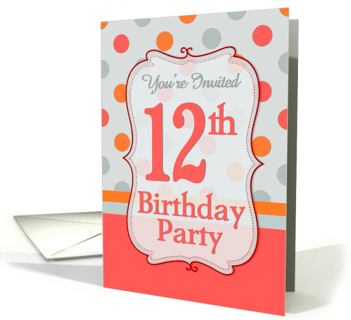 Polka-dotted Fun 12th Birthday Party Invitation card (1218608)