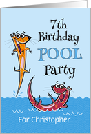 7th Birthday Pool Party Fun Invitation With Custom Name card