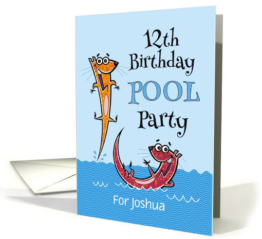 12th Birthday Pool Party Fun Invitation With Custom Name card