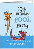 13th Birthday Pool Party Fun Invitation With Custom Name card