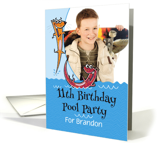 11th Birthday Pool Party Fun Invitation Playful Otters... (1223538)