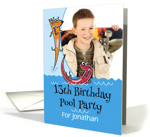 13th Birthday Pool Party Fun Invitation Playful Otters... (1223542)