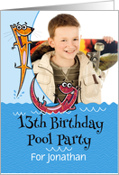 13th Birthday Pool Party Fun Invitation Playful Otters Custom Photo card