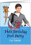 14th Birthday Pool Party Fun Invitation Playful Otters Custom Photo card