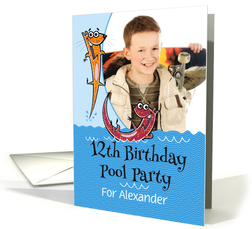 12th Birthday Pool Party Fun Invitation Playful Otters... (1223546)