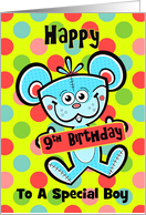 9th Birthday Aqua Bear and Polka dots For Boy card