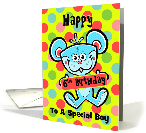 6th Birthday Aqua Bear and Polka dots For Boy card (1230772)