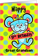 Great Grandson 9th Birthday Aqua Bear and Polka dots card