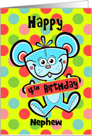 Nephew 4th Birthday Aqua Bear and Polka dots card