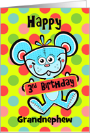 Grandnephew 3rd Birthday Aqua Bear and Polka dots card