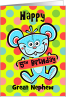 Great Nephew 5th Birthday Aqua Bear and Polka dots card