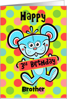 Brother 3rd Birthday Aqua Bear and Polka dots card