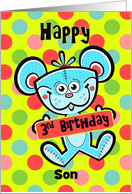 Son 3rd Birthday Aqua Bear and Polka dots card