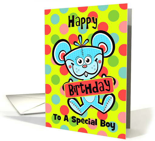 Birthday for Boy Aqua Bear and Polka dots card (1234760)
