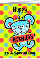 Birthday for Boy Aqua Bear and Polka dots card