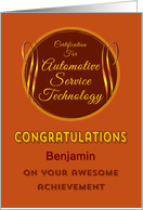 Congratulations on Automotive Service Technology Certification card