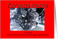 Congratulations On Automotive Technology Certification card