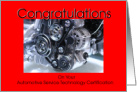 Congratulations On Automotive Technology Certification card