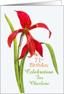 Beautiful Red Lily 71st Birthday Party Invitation, Custom Name card