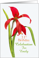 Natural Red Lily 31st Birthday Party Invitation, Custom Name card