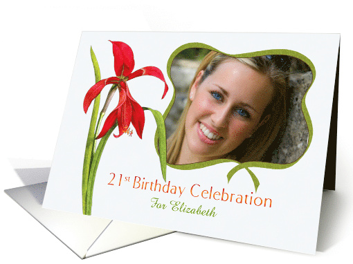 Elegant Red Lily 21st Birthday Party Invitation, Custom... (1281650)
