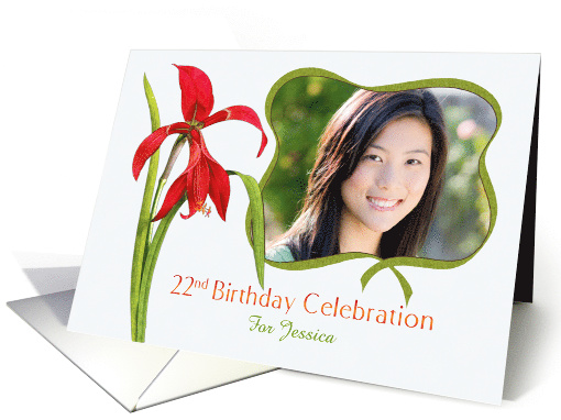Elegant Red Lily 22nd Birthday Party Invitation, Custom... (1281656)