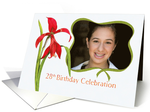Elegant Red Lily 28th Birthday Party Invitation, Custom... (1281820)