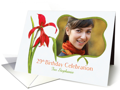 Elegant Red Lily 29th Birthday Party Invitation, Custom... (1281822)