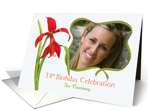 Elegant Red Lily 34th Birthday Party Invitation, Custom... (1282014)