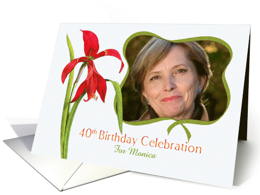 Elegant Red Lily 40th Birthday Party Invitation, Custom... (1282116)
