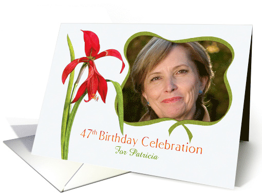 Elegant Red Lily 47th Birthday Party Invitation, Custom... (1282994)