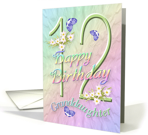 Granddaughter 12th Birthday Flowers and Butterflies card (1284264)