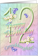 Granddaughter 12th Birthday Flowers and Butterflies card