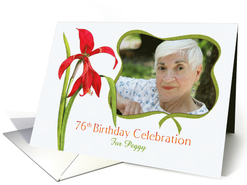 Lovely Red Lily 76th Birthday Party Invitation, Custom... (1284524)