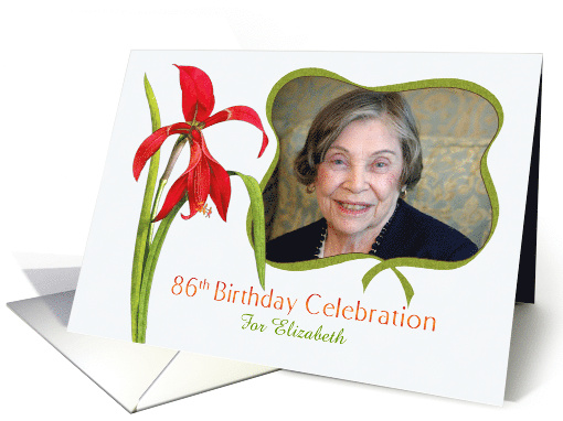 Lovely Red Lily 86th Birthday Party Invitation, Custom... (1285184)