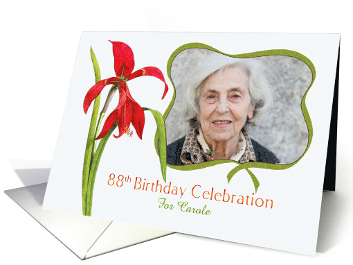 Lovely Red Lily 88th Birthday Party Invitation, Custom... (1285192)