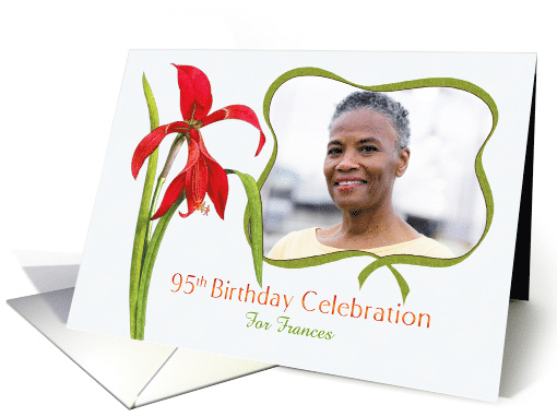 Lovely Red Lily 95th Birthday Party Invitation, Custom... (1285858)