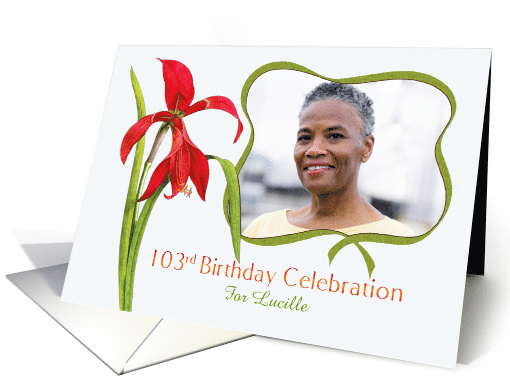 Lovely Red Lily 103rd Birthday Party Invitation, Custom... (1285948)