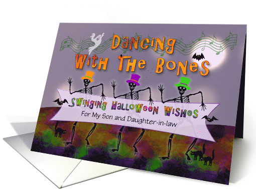 Swinging Halloween Wishes For Son and Daughter-in-law, Customized card