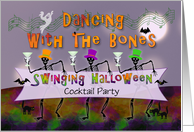 Swinging Halloween Cocktail Party Invitation, Dancing Skeletons card