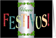 Happy Festivus Polka Dots and Celebration Pole card