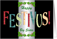 Big Sister Happy Festivus Polka Dots and Celebration Pole card