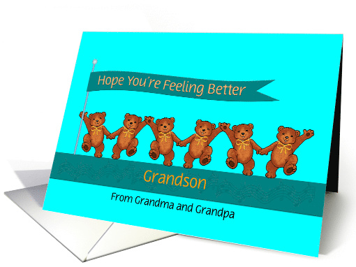 Grandson Feel Better Dancing Teddy Bears card (1308866)