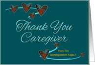Thank You Caregiver Quilted Hearts From Family, Custom card