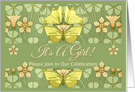 Baby Girl Shower Invitation - Butterfly Garden card