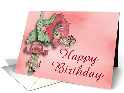 Happy Birthday - Lovely Pink Trumpet Flower card (447168)
