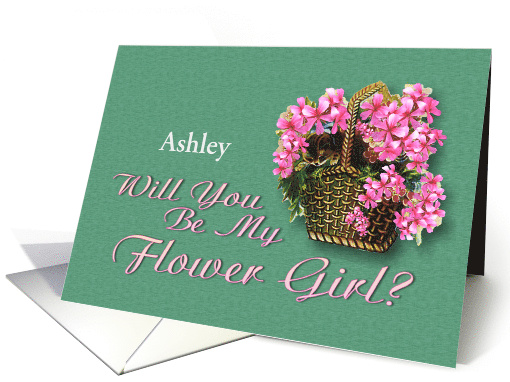 Custom Flower Girl Invitation Pink Flowers and Kitten card (449694)